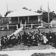 Salvation Army brass band visiting Peel Island Lazaret during 1920s
